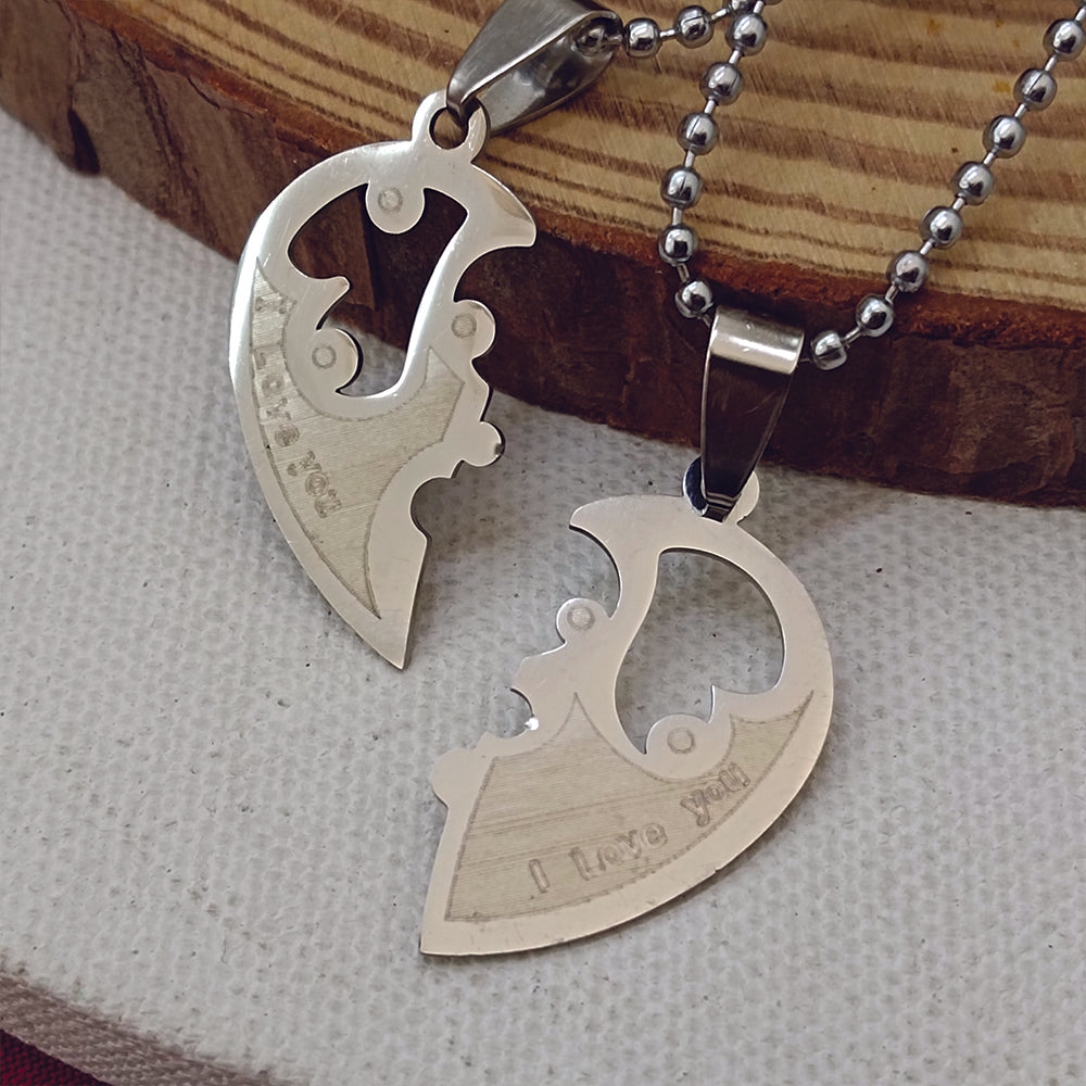 JewelMaze Heart Shape " I LOVE YOU " Chain Pendant- 1404878