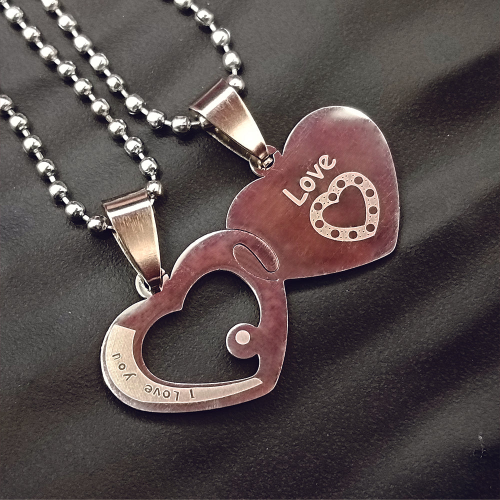JewelMaze Heart Shape " Love You "Chain Pendant- 1404880