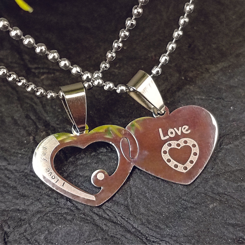 JewelMaze Heart Shape " Love You "Chain Pendant- 1404880