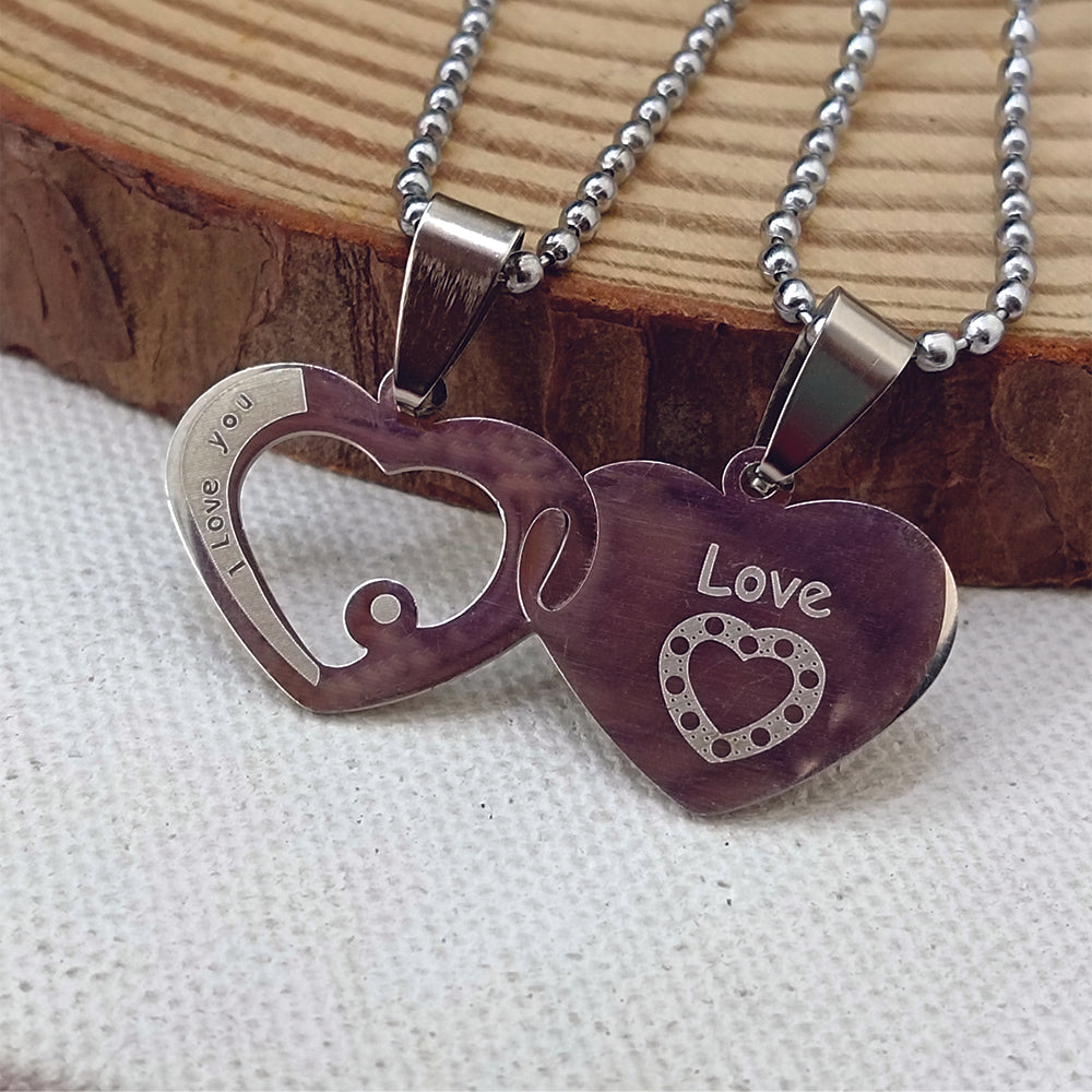 JewelMaze Heart Shape " Love You "Chain Pendant- 1404880