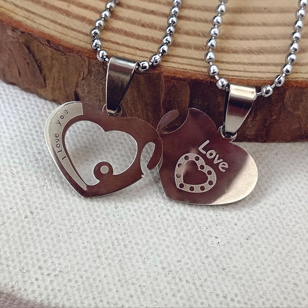 JewelMaze Heart Shape " Love You  "Chain Pendant- 1404880