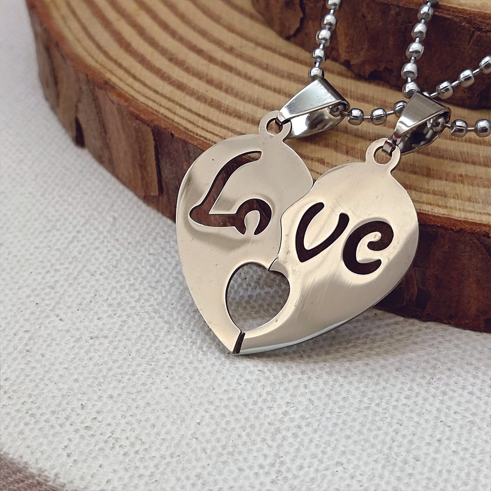 JewelMaze Heart Shape " Love"Chain Pendant- 1404881