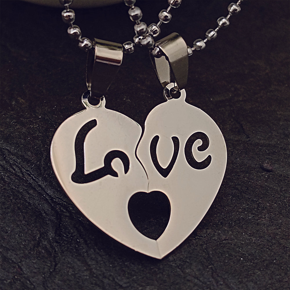 JewelMaze Heart Shape " Love"Chain Pendant- 1404881