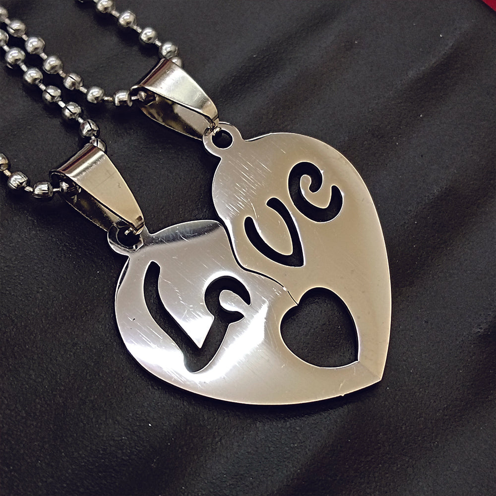 JewelMaze Heart Shape " Love"Chain Pendant- 1404881