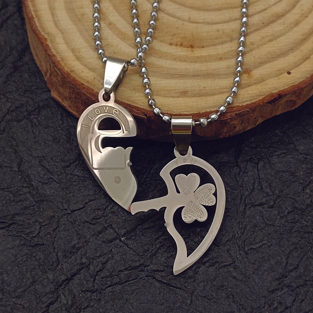 JewelMaze Heart Key " I LOVE YOU " Chain Pendant