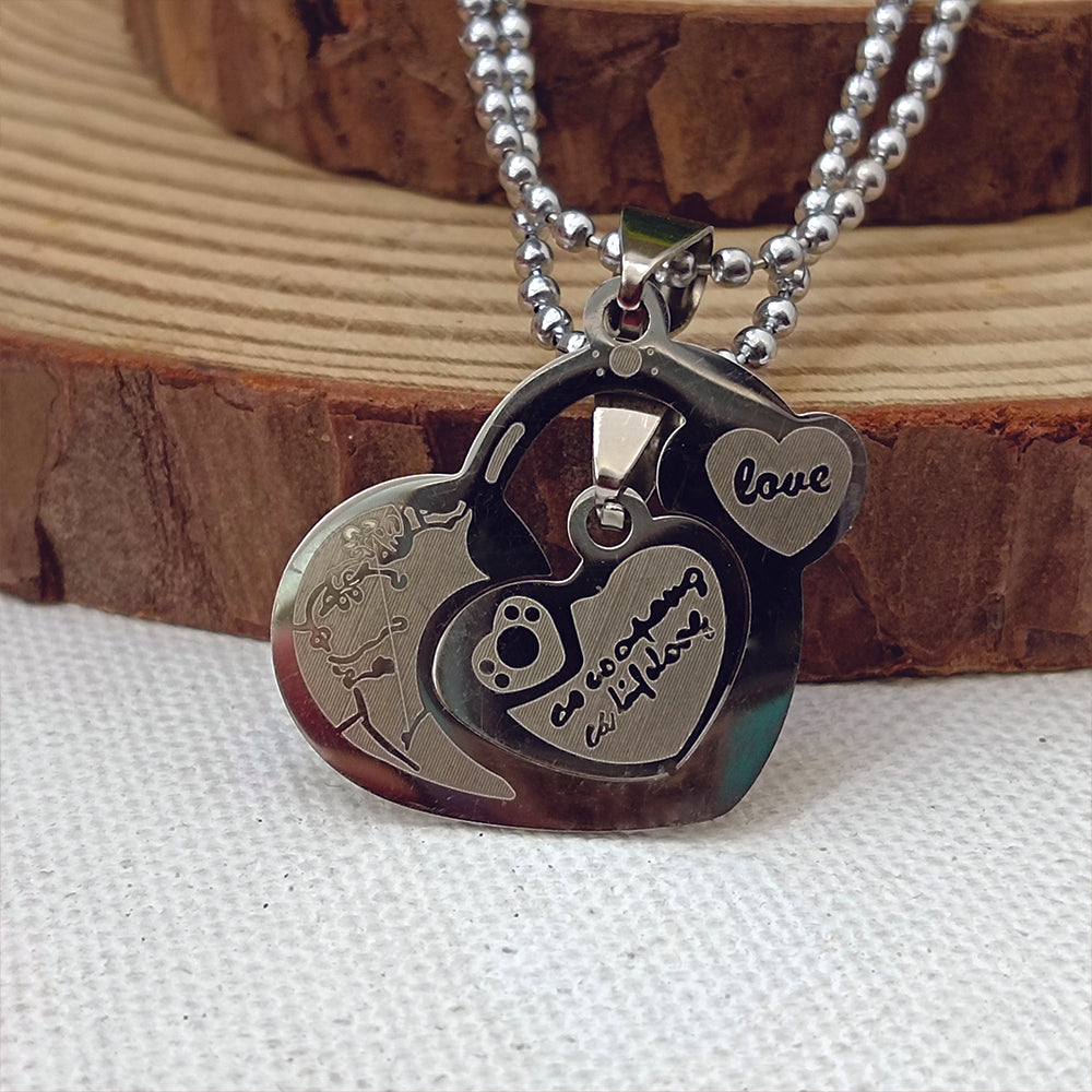 JewelMaze Heart Shape Love Chain Pendant- 1404888