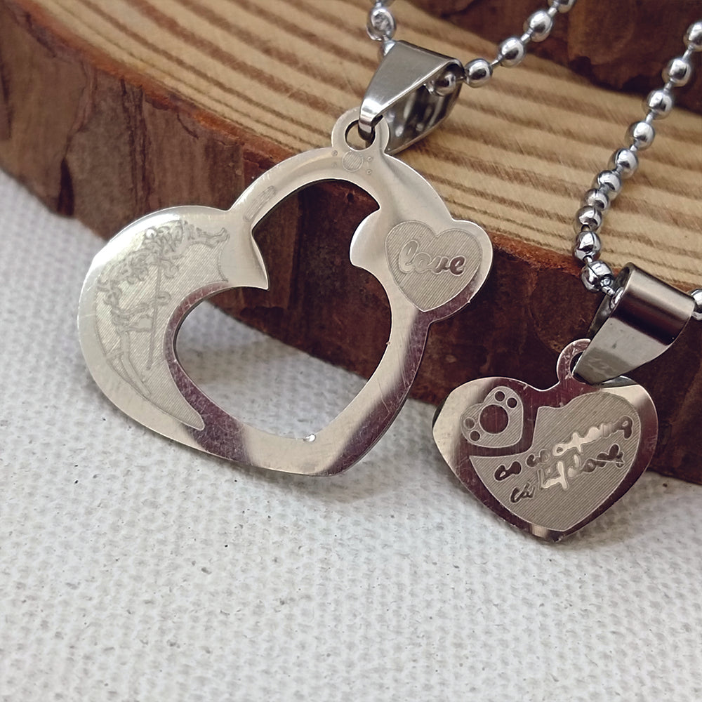 JewelMaze Heart Shape Love Chain Pendant- 1404888