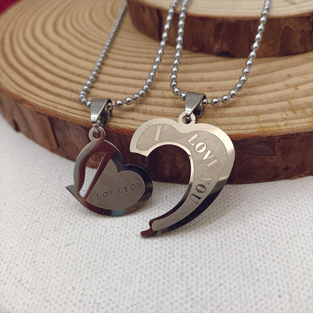 JewelMaze Heart Shape " I  LOVE YOU " Chain Pendant- 1404889