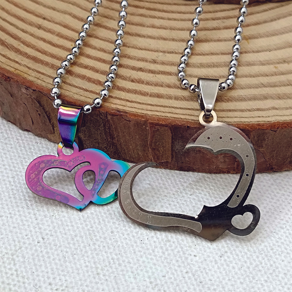 JewelMaze Heart Shape Chain Pendant- 1404891