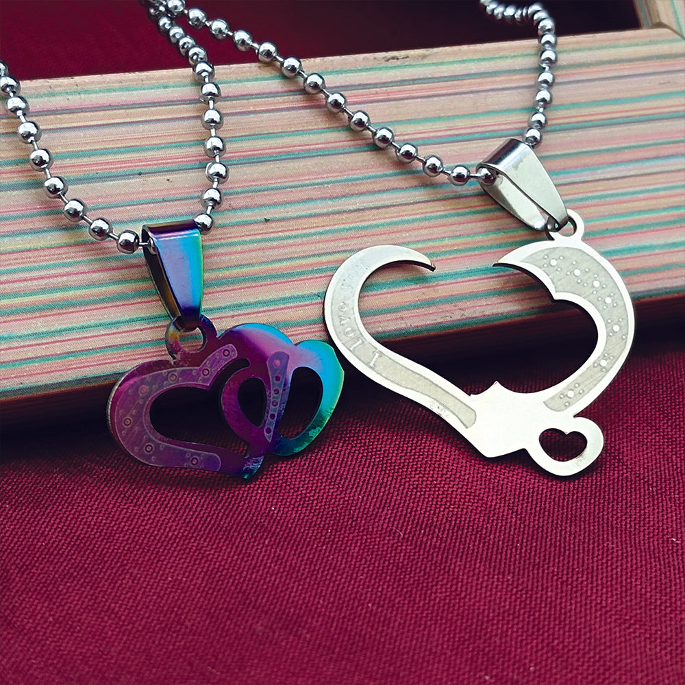 JewelMaze Heart Shape Chain Pendant- 1404891