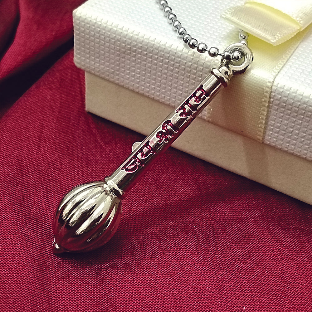 JewelMaze Hanuman Gada " Jai Shree Ram " Silver Chain Pendant