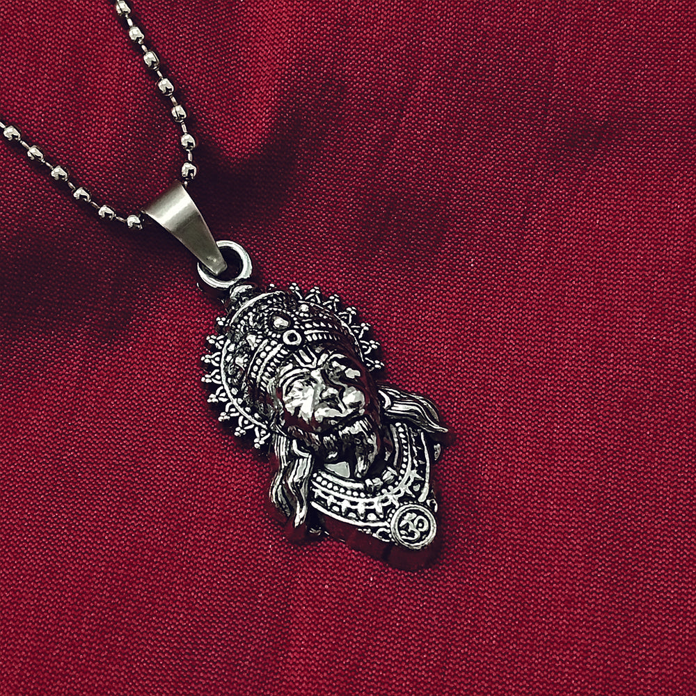 JewelMaze Hanuman Silver Plated Chain Pendant - 1404898