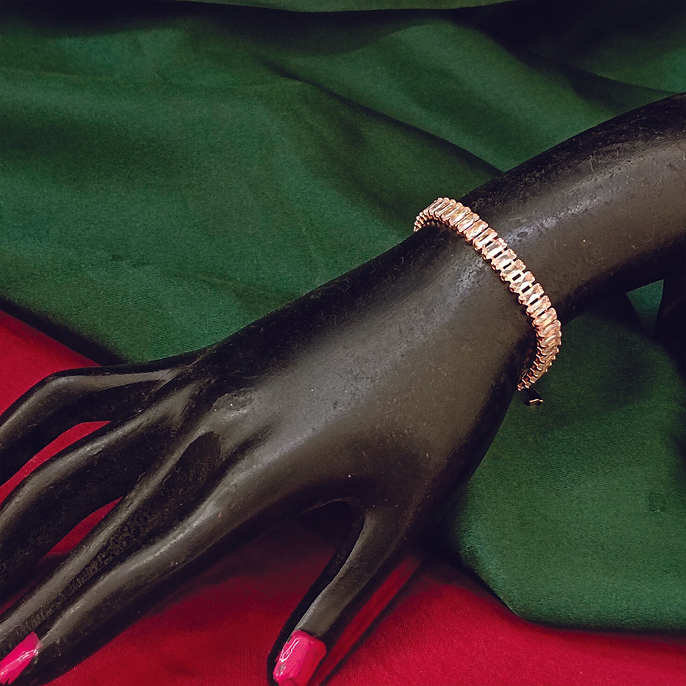 JewelMaze Rose Gold Plated Crystal Bracelet - 1404922RG