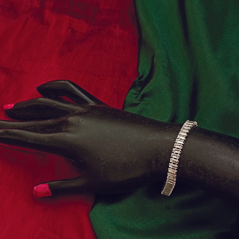 JewelMaze Silver Plated Crystal Stone Bracelet - 1404922SL