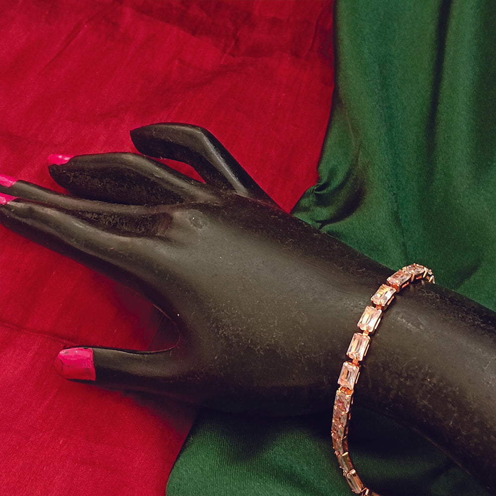 JewelMaze Rose Gold  Plated Crystal Stone Bracelet - 1404923RG