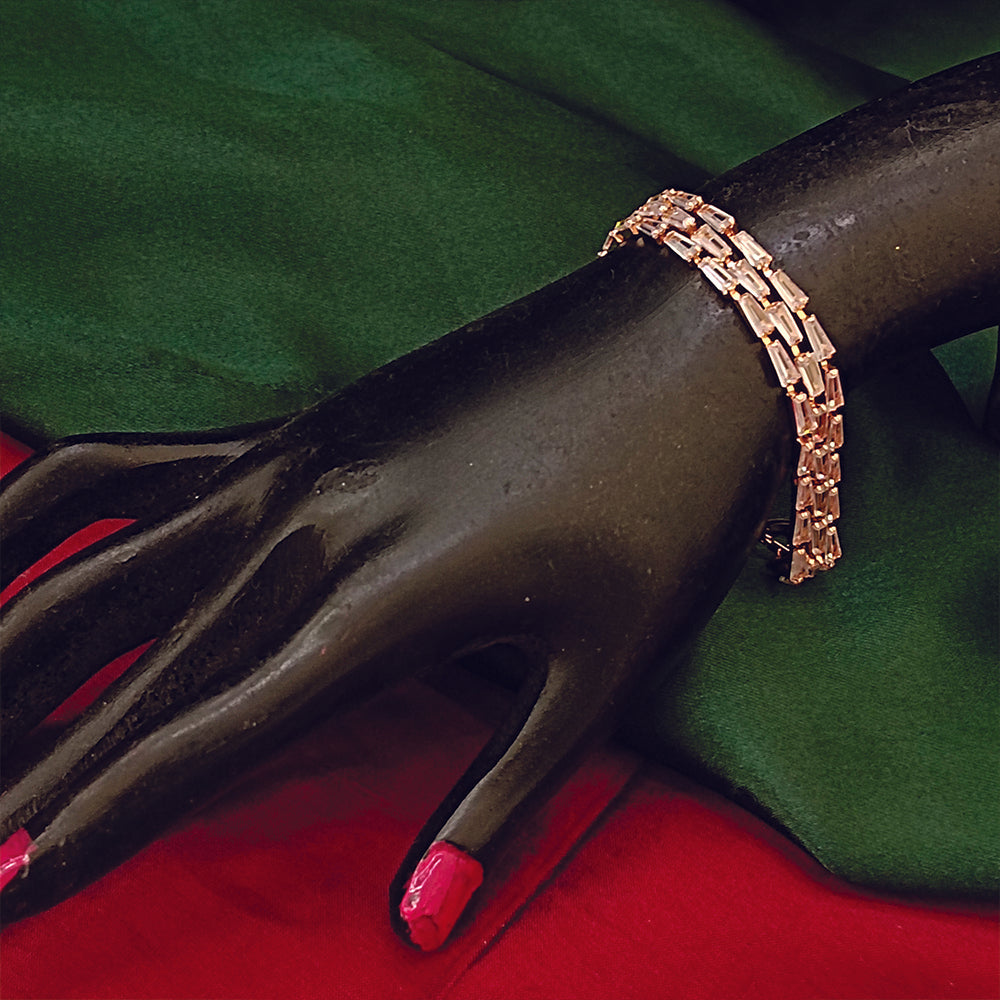 JewelMaze Silver Plated Crystal Stone 3 Line Bracelet - 1404924RG