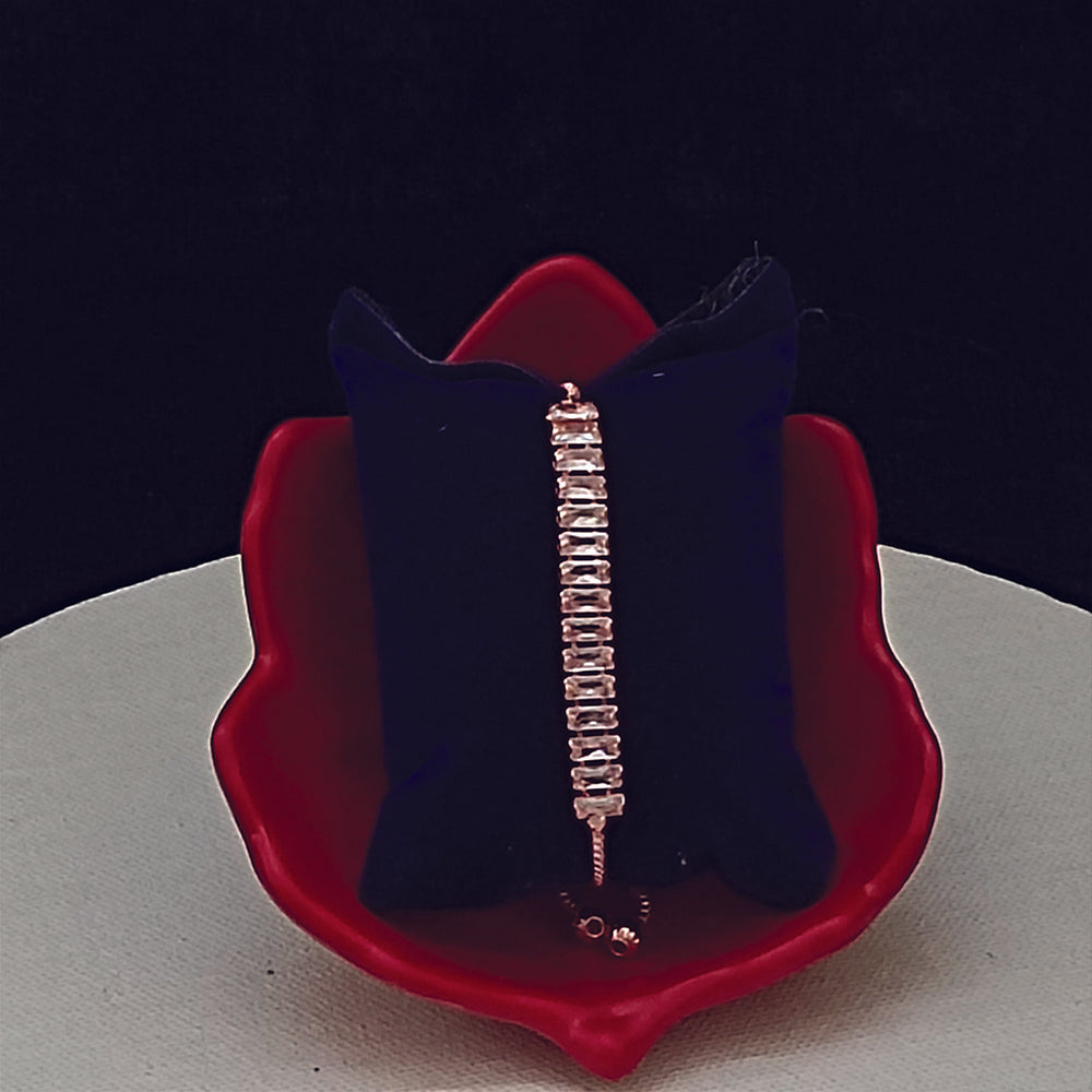 JewelMaze Rose Gold Plated Crystal Stone Bracelet - 1404929