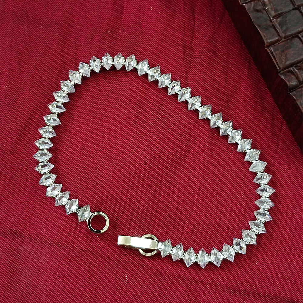 JewelMaze Silver Plated AD Stone Bracelet