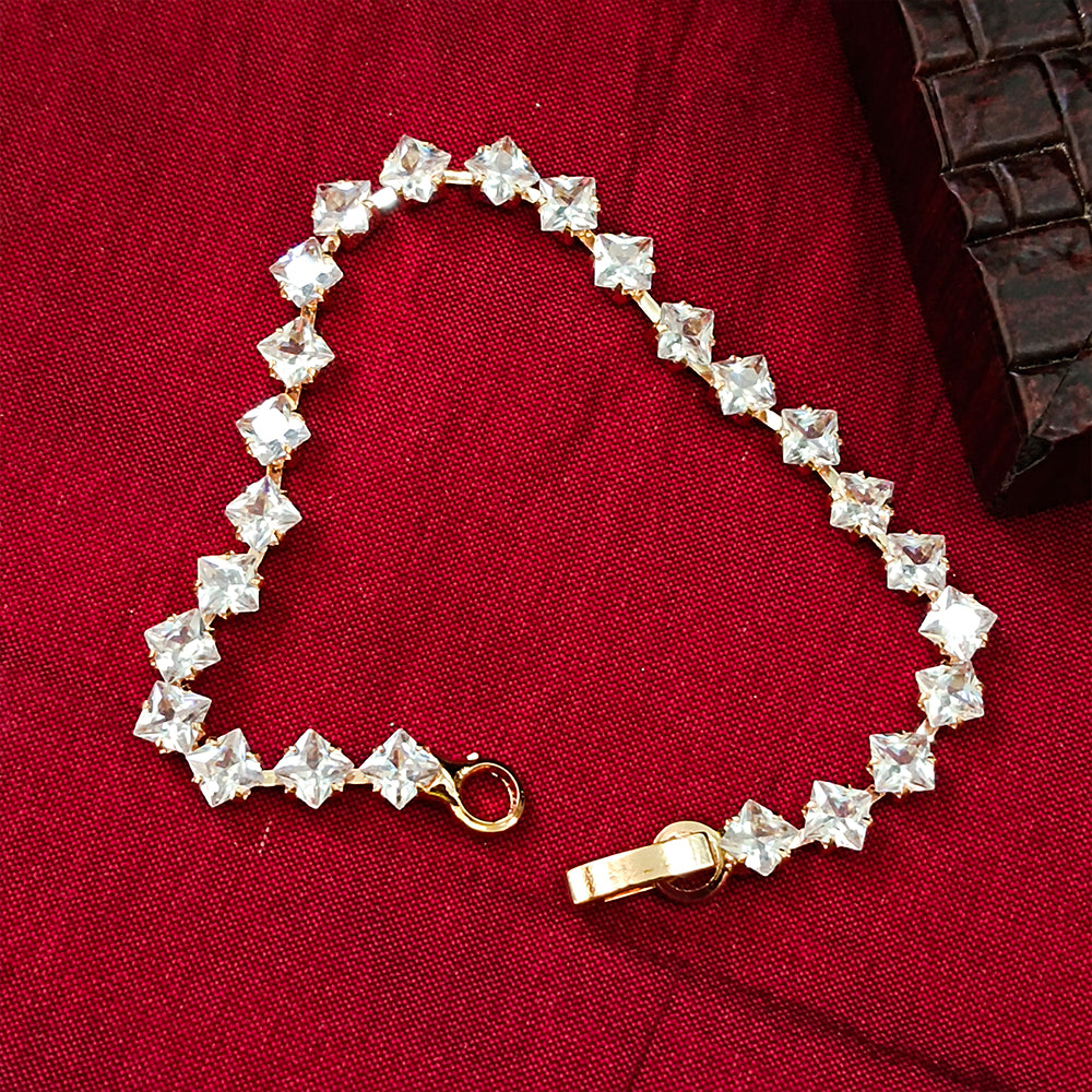 JewelMaze Rose Plated AD Stone Bracelet