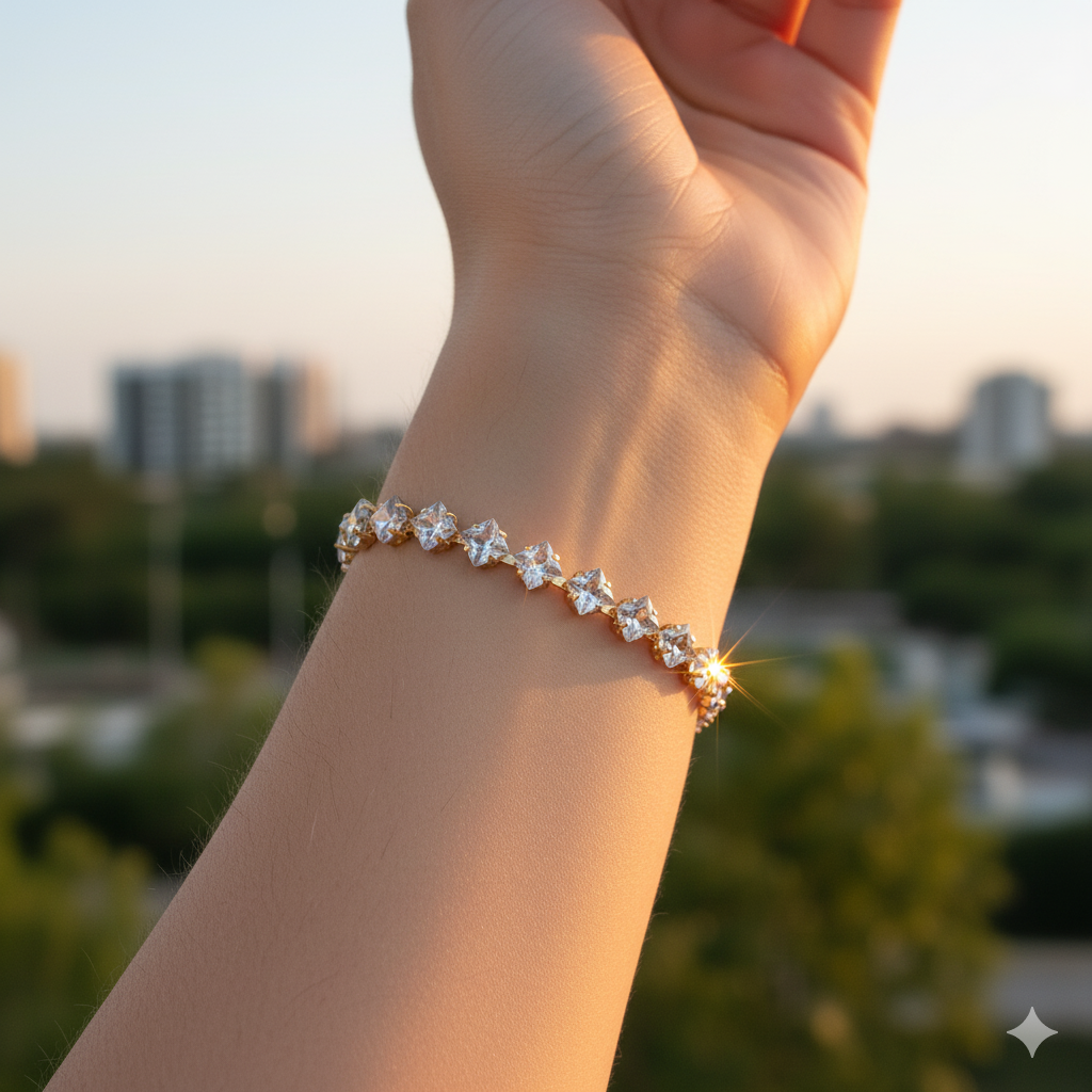 JewelMaze Rose Plated AD Stone Bracelet