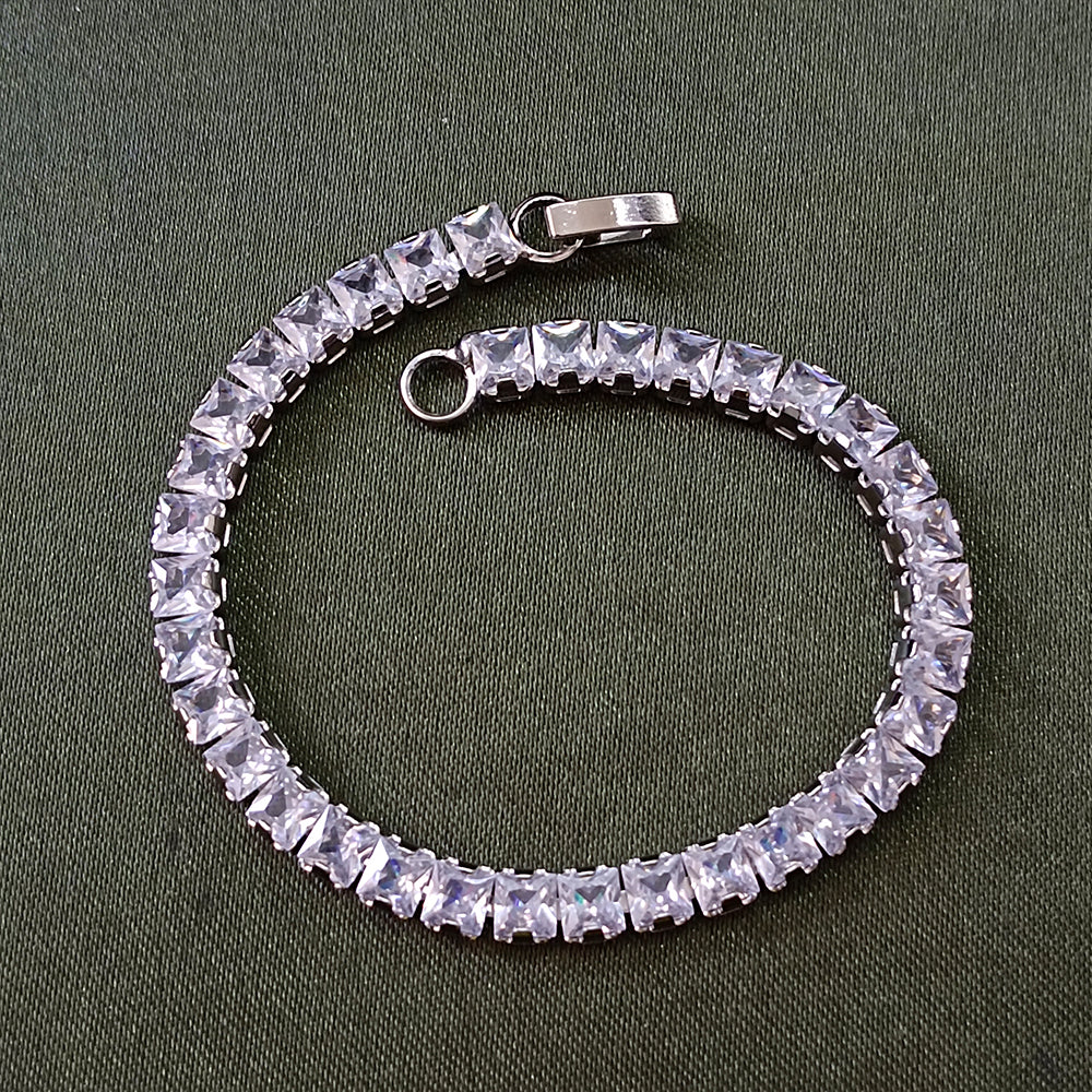 JewelMaze Silver Plated AD Stone Bracelet
