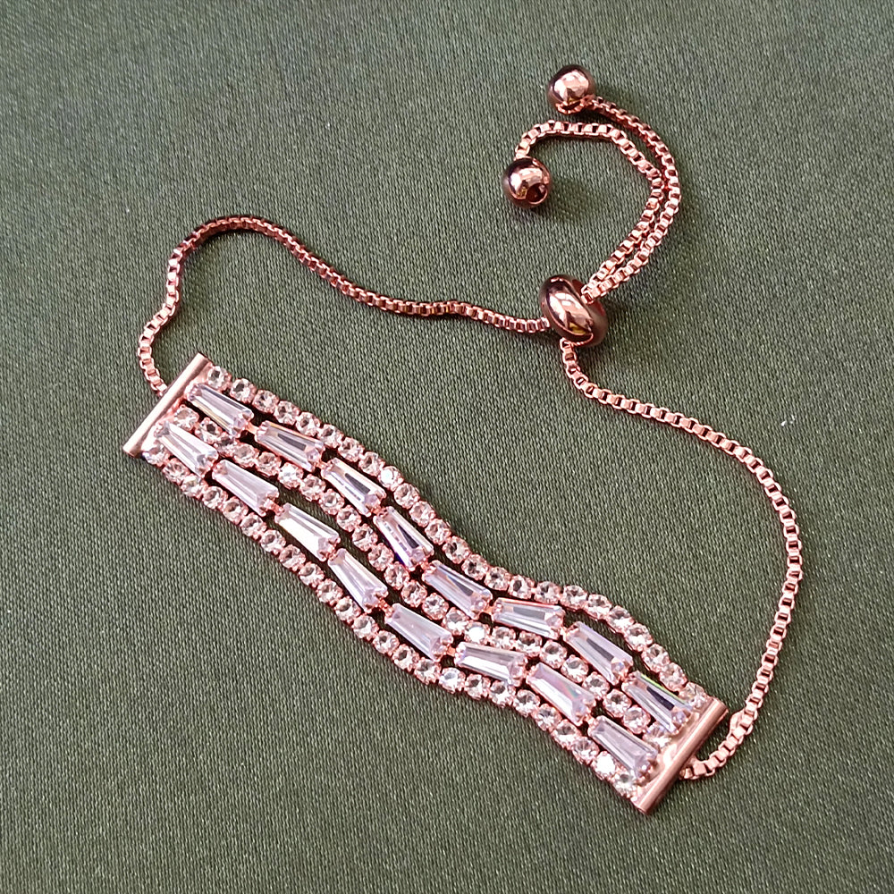 JewelMaze Rose Plated AD Stone Bracelet