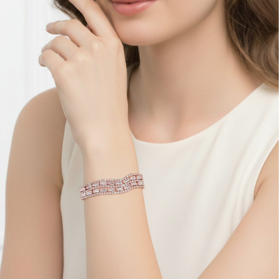 JewelMaze Rose Plated AD Stone Bracelet