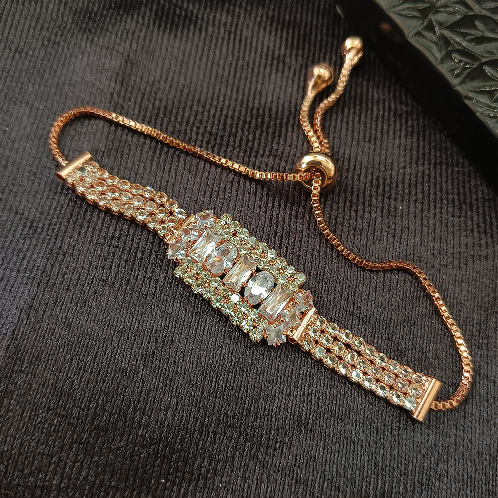 JewelMaze Rose Plated AD Stone Bracelet