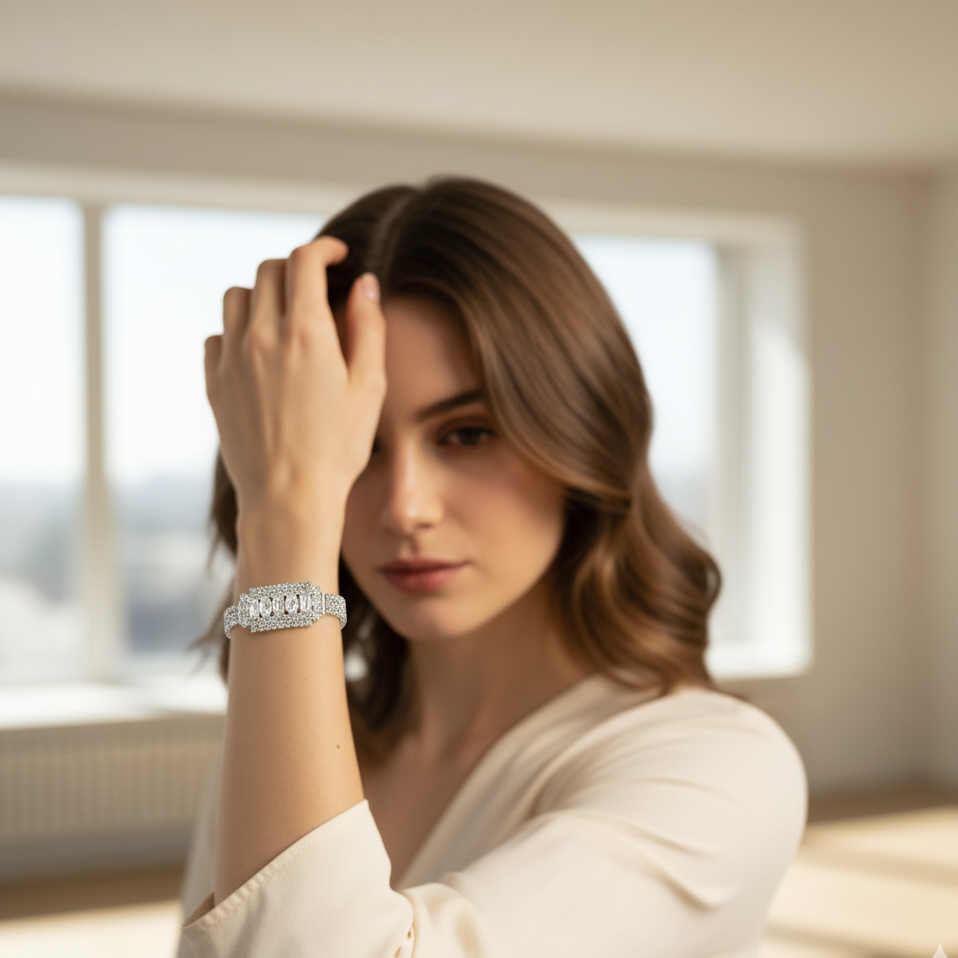 JewelMaze Silver Plated AD Stone Bracelet