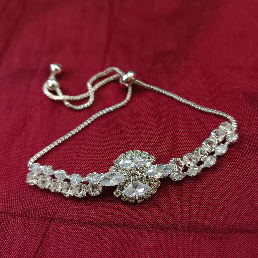 JewelMaze Silver Plated AD Stone Bracelet