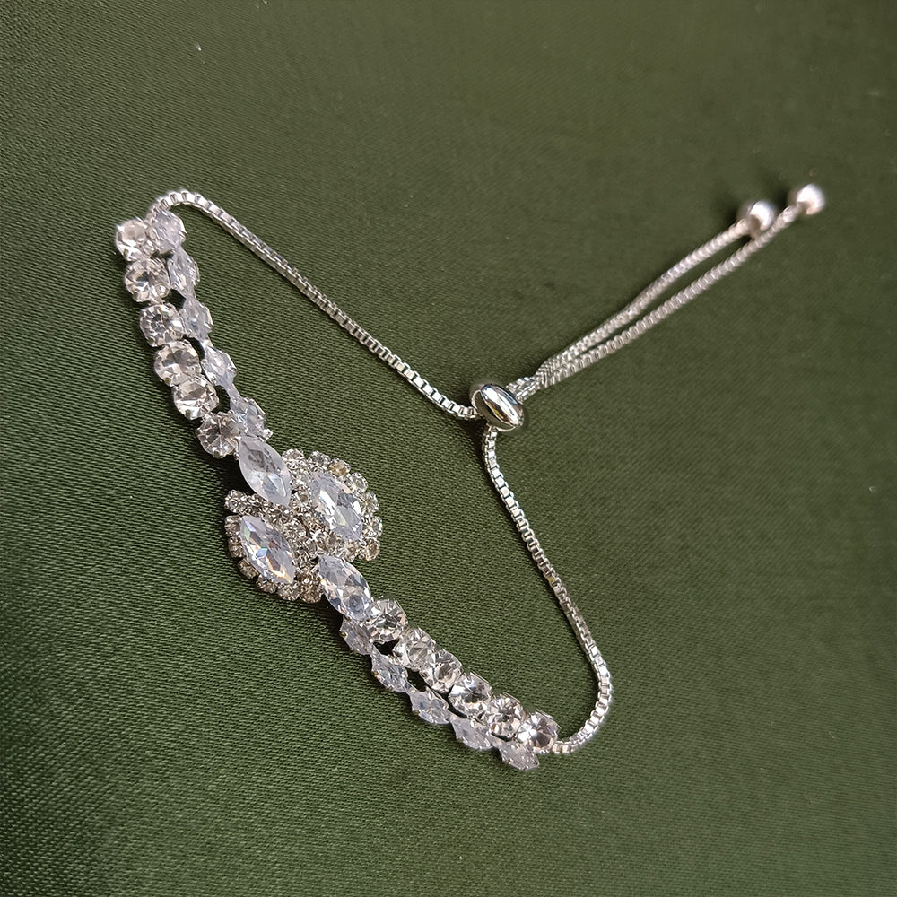 JewelMaze Silver Plated AD Stone Bracelet