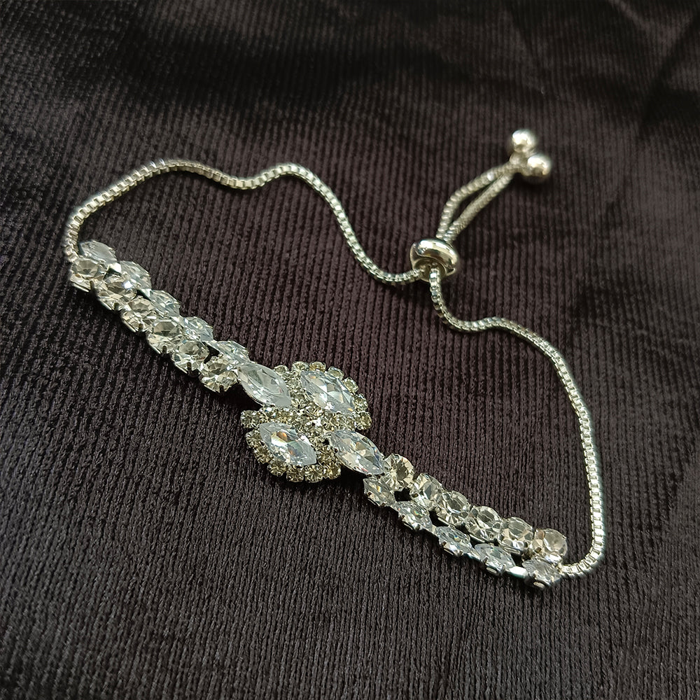 JewelMaze Silver Plated AD Stone Bracelet