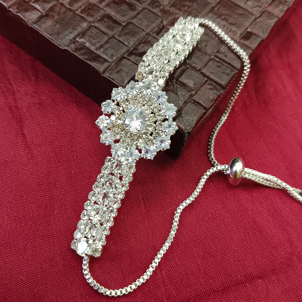 JewelMaze Silver Plated AD Stone Bracelet