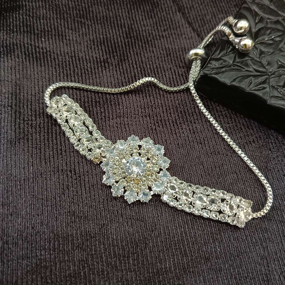 JewelMaze Silver Plated AD Stone Bracelet