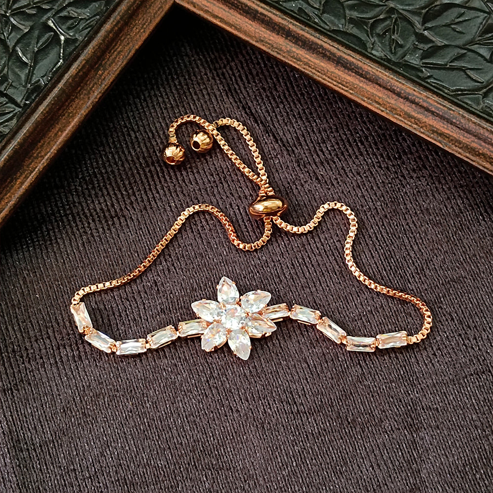 JewelMaze Rose Plated AD Stone Bracelet