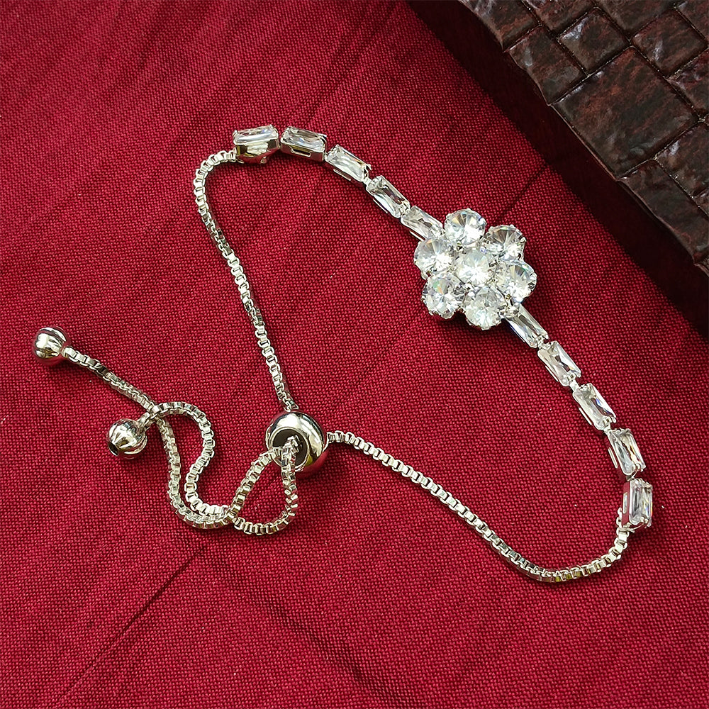 JewelMaze Silver Plated AD Stone Bracelet