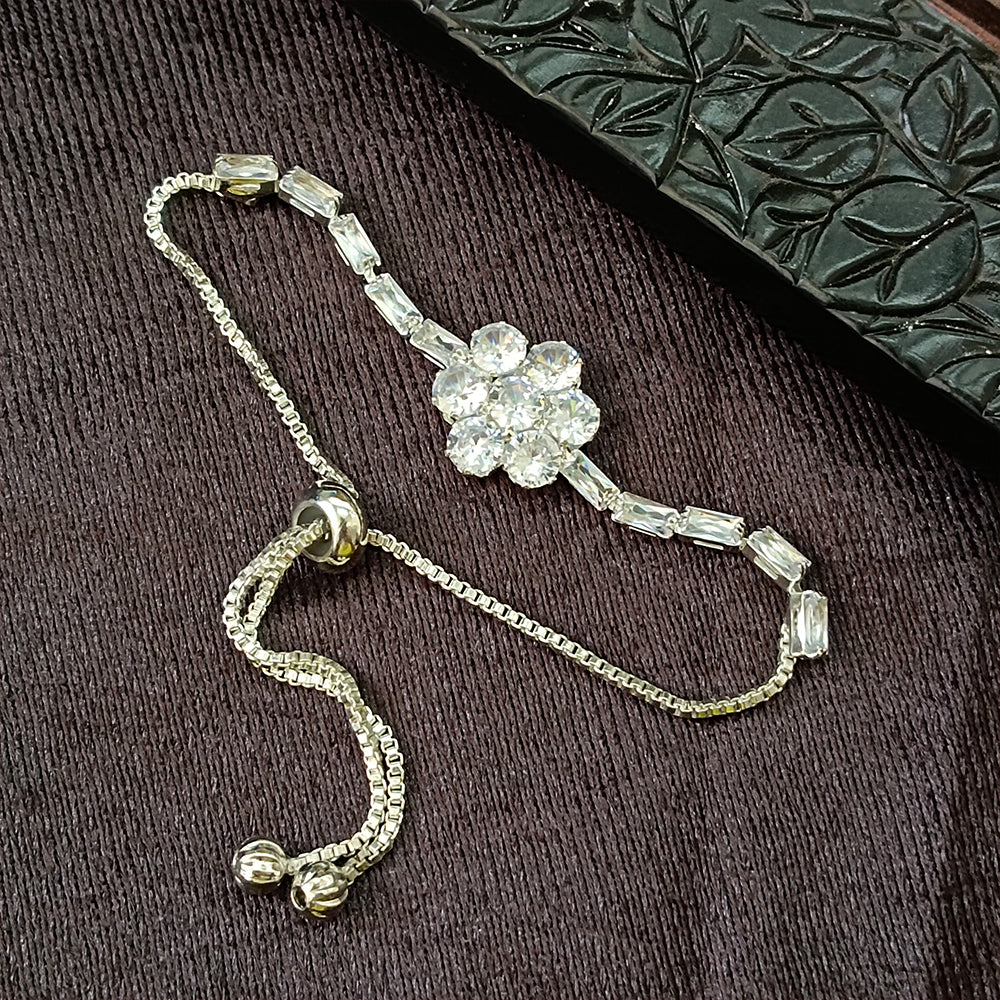 JewelMaze Silver Plated AD Stone Bracelet