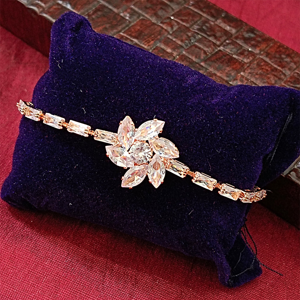 JewelMaze Rose Plated AD Stone Bracelet