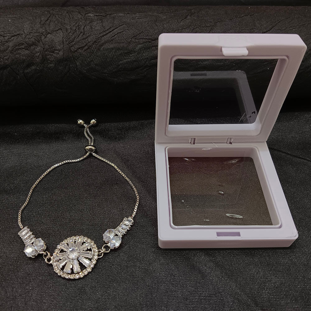 JewelMaze Elegant Silver AD Floral Bracelet for Party wear