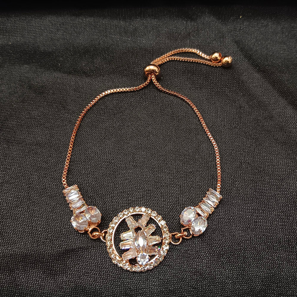 JewelMaze Timeless Rose Gold AD Floral Bracelet for Party wear