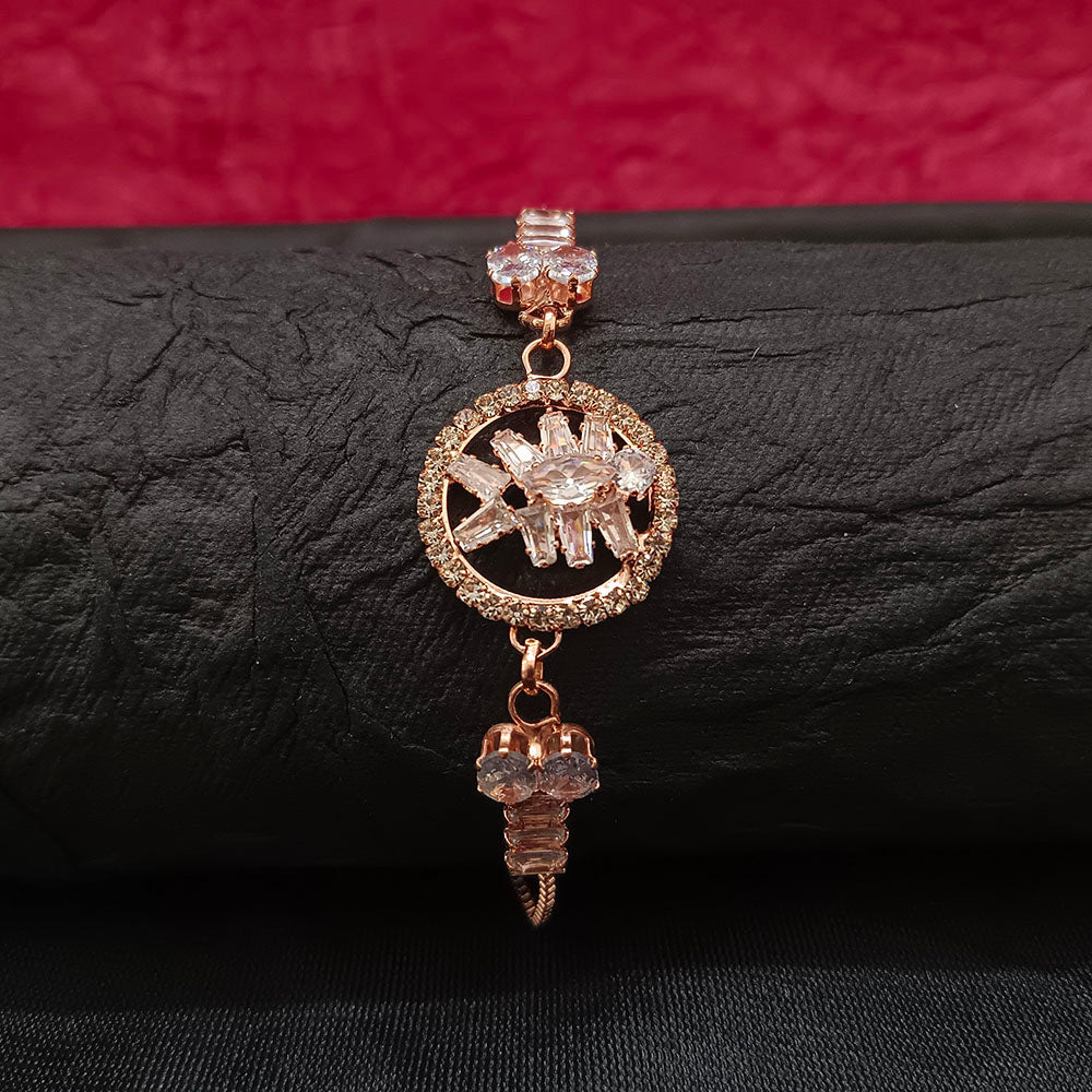 JewelMaze Timeless Rose Gold AD Floral Bracelet for Party wear