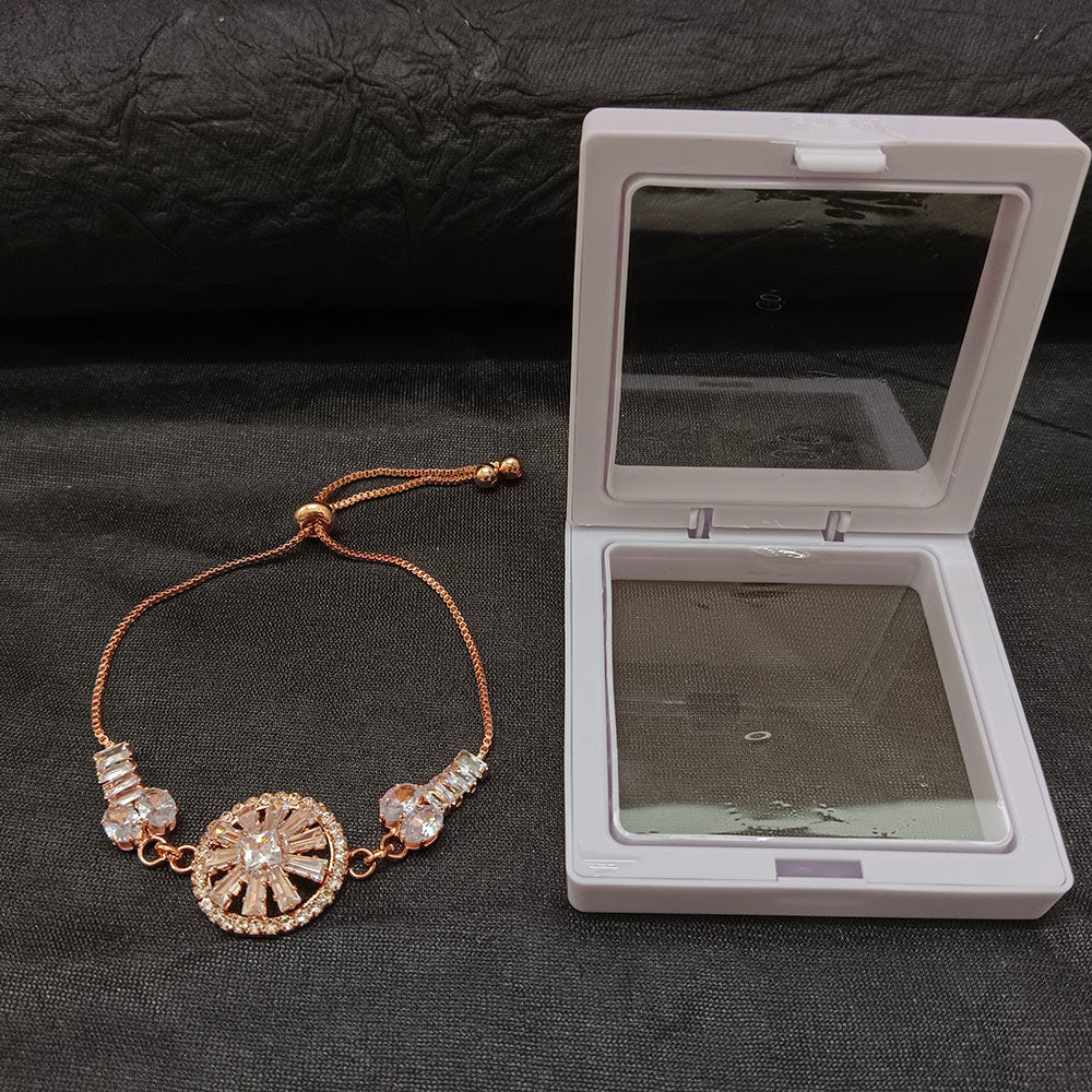 JewelMaze Rose Gold Blossom Radiance Floral AD Bracelet