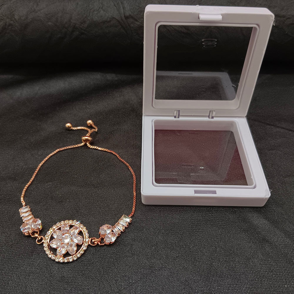 JewelMaze Beautiful Rose Gold Radiance Floral AD Bracelet
