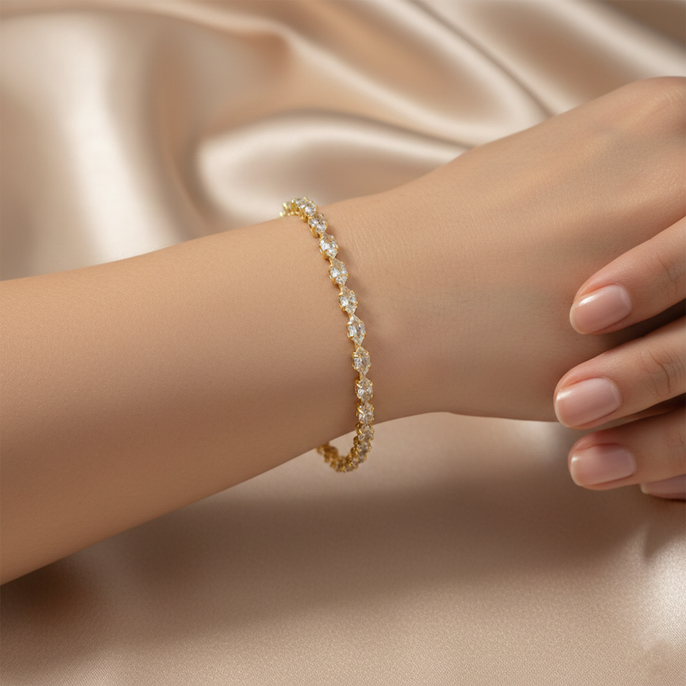 JewelMaze Gold Plated American Diamond Bracelet