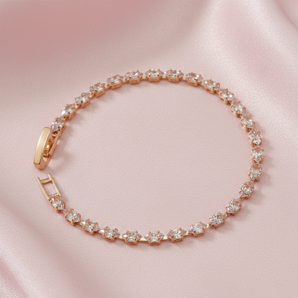 JewelMaze Rose Gold Plated American Diamond Bracelet