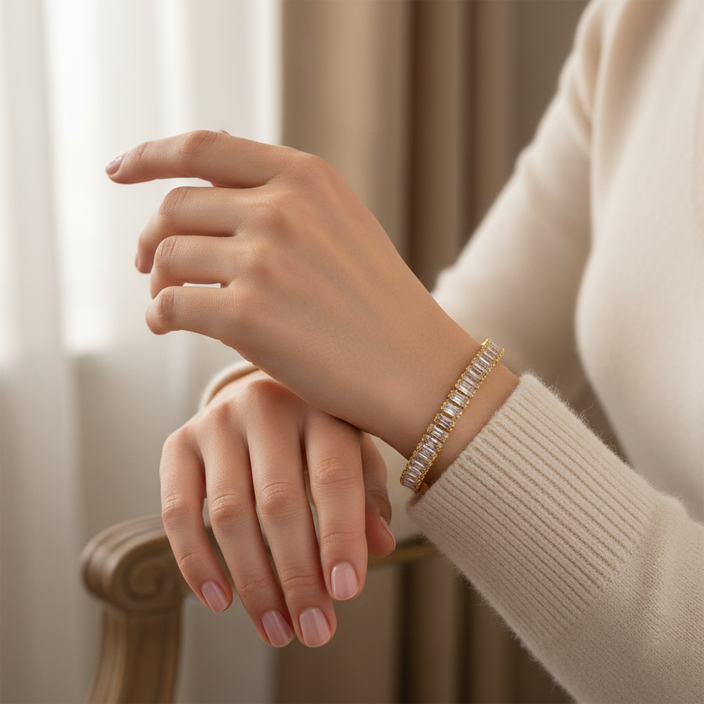 JewelMaze Gold Plated American Diamond Bracelet