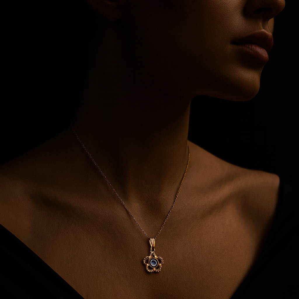 JewelMaze Rose Gold Plated Evil Eye Chain Pendant