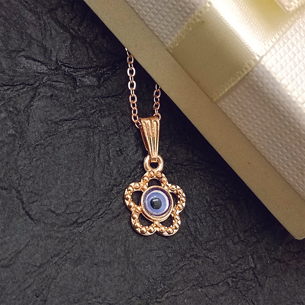 JewelMaze Rose Gold Plated Evil Eye Chain Pendant