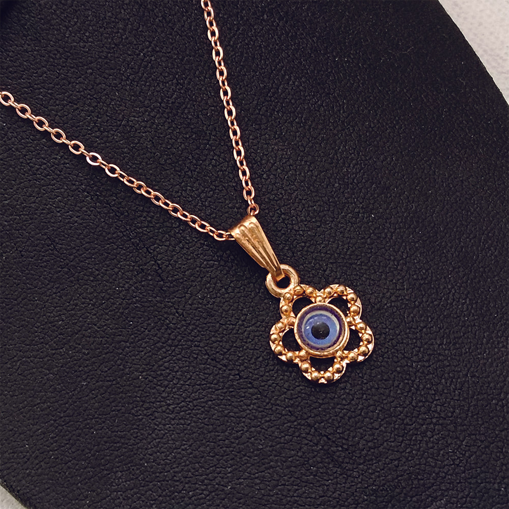 JewelMaze Rose Gold Plated Evil Eye Chain Pendant