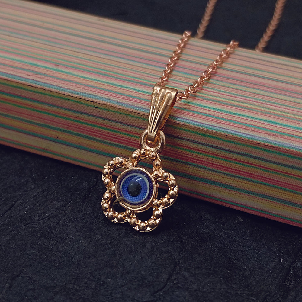 JewelMaze Rose Gold Plated Evil Eye Chain Pendant